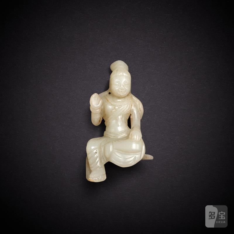 A white jade Guanyin, Ming or earlier | 明或更早 白玉觀音像